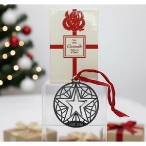 Christofle Noel Paris 1988 3D SNOWFLAKE Silver Plate Christmas ornament in a Box